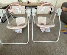 Two pieces of Ingenuity Comfort 2 Go Compact Portable 6 Speed Baby Swing with Music