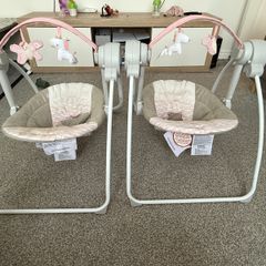 Two pieces of Ingenuity Comfort 2 Go Compact Portable 6 Speed Baby Swing with Music