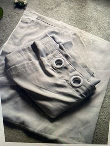 Pair of soft grey blackout and sound deadening curtains