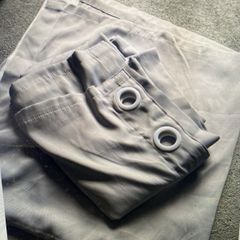Pair of soft grey blackout and sound deadening curtains