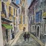 Vintage water color of a French street Image 2