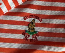 Ballybunion Golf Club Striped Golf Polo Orange & White Medium