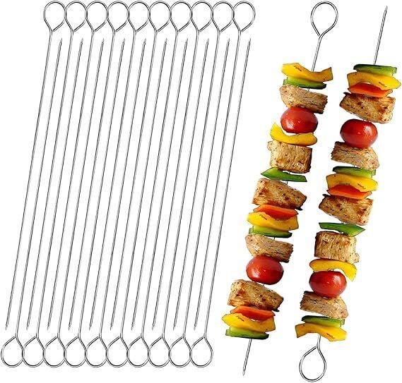 20 PCS BBQ Metal Skewers Stainless Steel,7.87''/20cm Reusable Kebab Skewers for Grilling, Oven, and BBQ