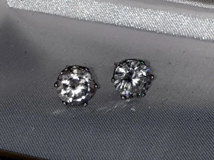 Hallmarked Silver Vintage Solitaire Earrings