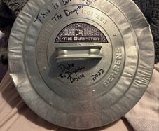 wwf duke the dumpster Droese signed inscribed & used trash can lid