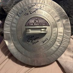 wwf duke the dumpster Droese signed inscribed & used trash can lid