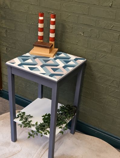 Three D Sq. - Up-Cycled Modern Geometric Side Table