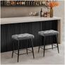 Set of 2 Bar Stools, Bar Stools with Microfibre Leather, Retro Bar Stools with Footrest, Counter Stool, 62.5 cm High, Kitchen Stools Without Backrest for Bistro, Kitchen, Dining Room, Grey Image 7