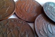 English Halfpenny Coins.