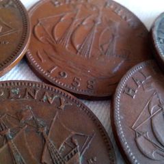 English Halfpenny Coins.