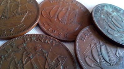 English Halfpenny Coins.