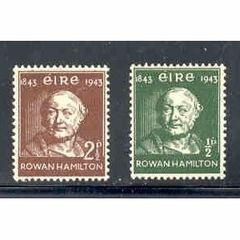 1943 Ireland Rowan Hamilton (Discovered of Quaternions) Commemorative Stamps Mounted Mint