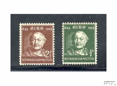 1943 Ireland Rowan Hamilton (Discovered of Quaternions) Commemorative Stamps Mounted Mint