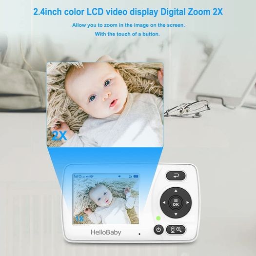 Baby Monitor, Monitor with Camera and Audio, Infrared Night Vision Camera,VOX Mode, Lullaby,Digital 2X Zoom,Alarm Function (FREE POSTAGE)