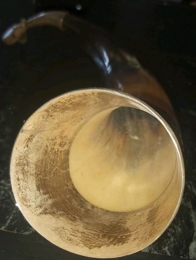 Antique silver horn decoration