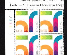 2008 Ireland 50th Anniversary of the Institute of Creative Advertising and Design Commemorative Stamp Plate Block 1A1A1A1A Mint Never Hinged (MNH)