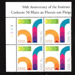 2008 Ireland 50th Anniversary of the Institute of Creative Advertising and Design Commemorative Stamp Plate Block 1A1A1A1A Mint Never Hinged (MNH)