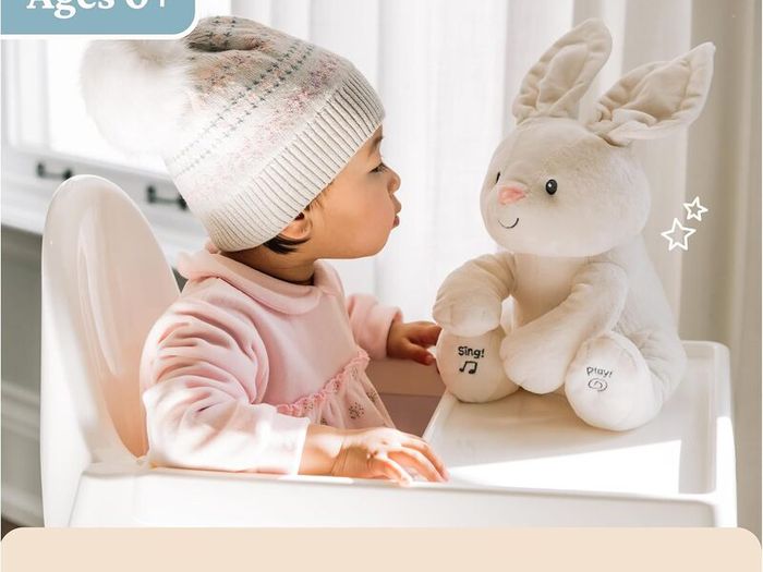 Brand New GUND Flora Bunny Interactive Plush with Moving Ears, Play & Sing Features 12 Inch Version