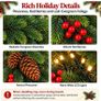2Pack 2M Christmas Garland with 5m String Lights for Xmas Decoration Artificial Pine Garland with Red Berries & Pinecones with 8 Lighting Modes for Stairs, Fireplace, Indoor & Outdoor Decoration Image 4