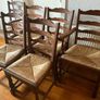 6 Vintage Oak Ladder Back Chairs with Rush Seating Image 8