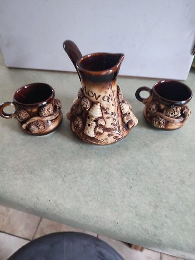 Maldivian Pottery Turkish set, ORIENS, Castle, 600ml, 200ml, Ceramic, Beige/Brown, 3 pieces