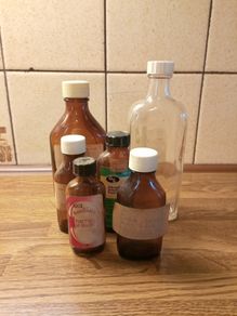 Vintage empty medical bottles