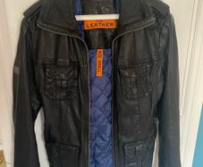 Superdry Real Leather Jacket - Black - Size S