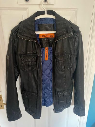 Superdry Real Leather Jacket - Black - Size S