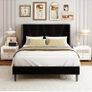 Double Bed Frame with Headboard, Velvet Geometric Tufted Upholstered Platform Bed Frames, Contemporary Mattress Foundation, No Box Spring Needed, Noise Free, Easy Assembly, Black Image 8
