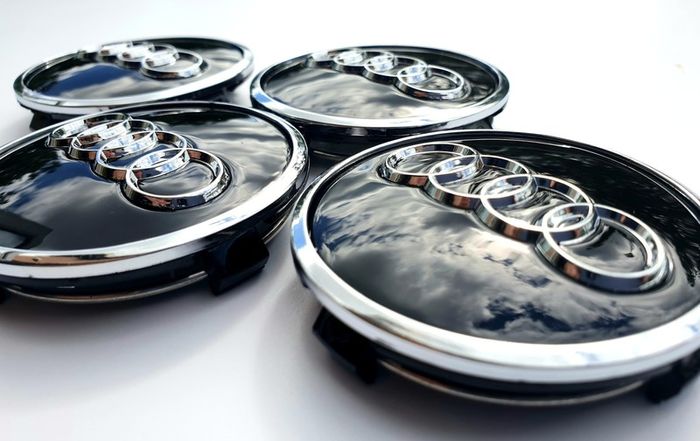 Set/4x 61mm Gloss BLACK 3D AUDI alloy wheel centre caps cap  4M0601170JG3 Hub Cover