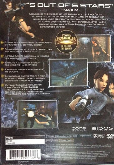 Tomb Raider The Angel Of Darkness [2003] (Playstation 2 Game) Import USA Region 1 NTSC-U/C