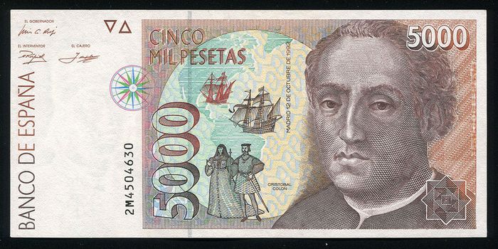 SPAIN - 5000 Pesetas 1992 Banknote P165 (aUNC)