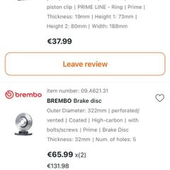 Brembo  Discs/Pads Front
