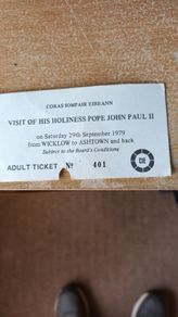 Rail Ticket to popes visit