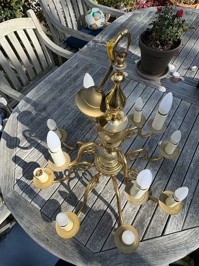 Brass 10 arm Chandelier/Ceiling light