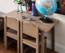 2 x IKEA Wooden Children's Tables & 4 Chairs Set - Grey/Brown