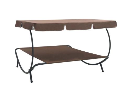 BRAND NEW 200 x 173 x 135 cm Sun Lounger Outdoor Daybed with Awning Beach Chair for Campsite Backyard Furniture Chairs Weather Resistance