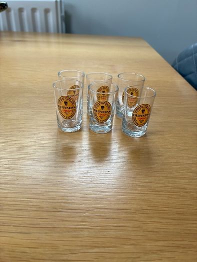 6 Mini Guinness Glasses.