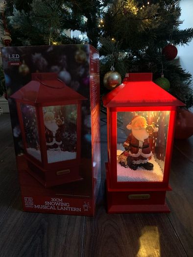 Snowing Musicial Santa Lantern - Christmas Decoration
