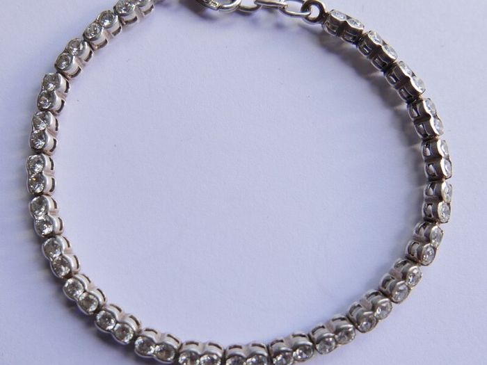 Vintage Sterling Silver 925 Round CZ Tennis Bracelet length 8" - 11,3g