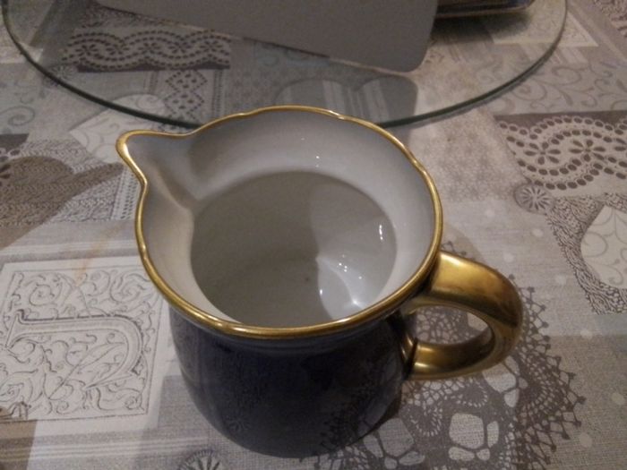 French Limoges Aluminite Cobalt Blue Jug