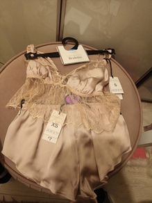 Blush satin bralet and briefs