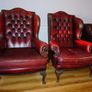 Millbrook Wingback Armchairs, Matching Pair c.1960s, Chesterfield styled in Red Oxblood Leather Image 2