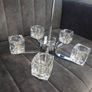 Vintage Retro "Ice Cube" Glass & Chrome Pendant Ceiling Lights VGC Image 2