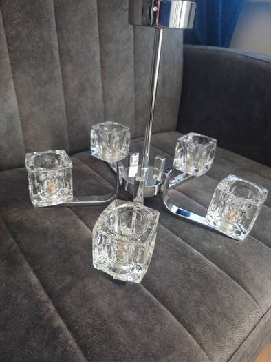 Vintage Retro "Ice Cube" Glass & Chrome Pendant Ceiling Lights VGC
