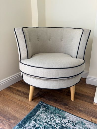 Matching Pair of Upholstered Tub Chairs