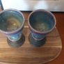 Wonderful Pair of Studio Art Pottery Goblets by Martin Branch Lyre Pottery, Cloncorban, Rossmore, Clonakilty, West Cork in a Fabulous Colourful Variegated Glaze. Pair Two Image 4