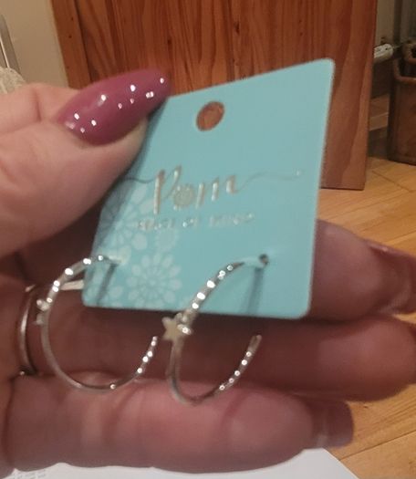 Peace of Mind Silver Plated Hoop Earrings with Stars