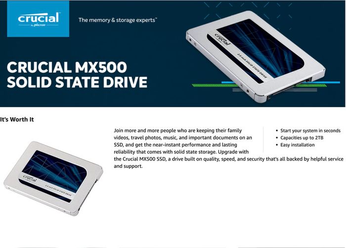 Crucial MX500 1TB 3d NAND SATA 2.5 Inch Internal Ssd - Up To 560mb/s - Ct1000mx500ssd1