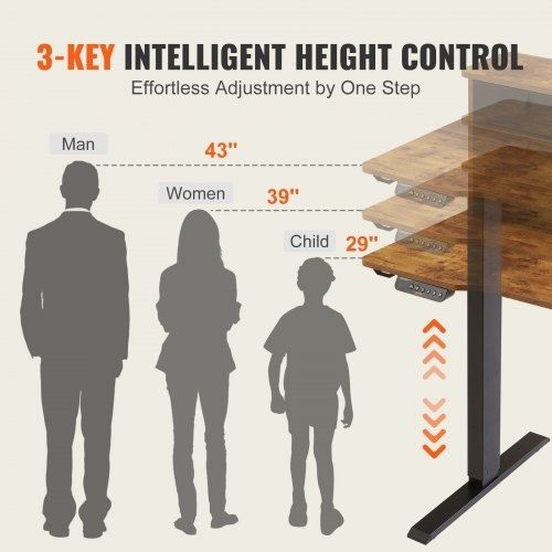 Height Adjustable Desk, 47.2" x 23.6" Electric Dual Monitor Riser Workstation, Whole Piece Desk Board Sit to Stand, 3-Key Modes Sturdy Dual Metal
